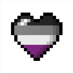 Large Pixel Heart Design in Asexual Pride Flag Colors Posters and Art